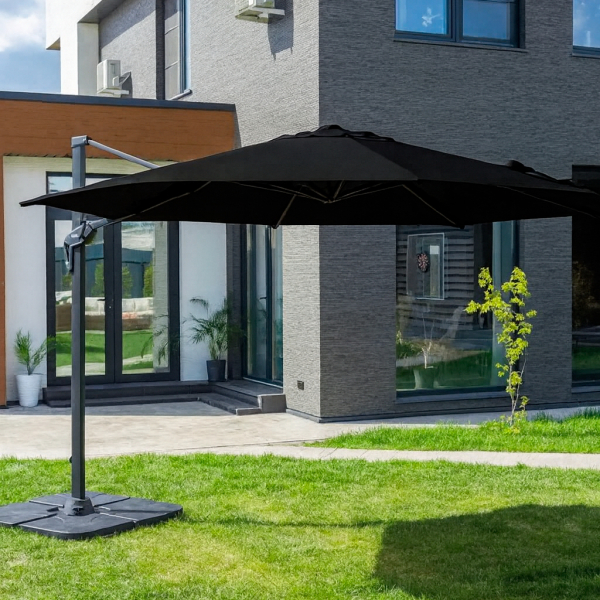 Уличный зонт SKY круглый в комплекте с базой черный