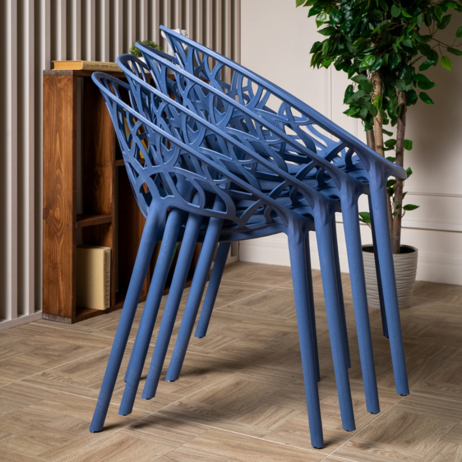 Комплект стол TOM (черно/белый) + 4 стула ARIA (лаванда)