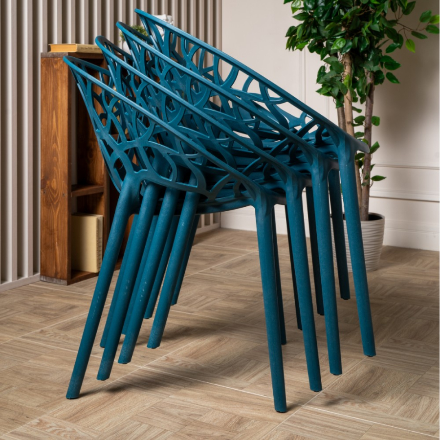 Комплект стол TOM (черно/белый) + 4 стула ARIA (сатин)