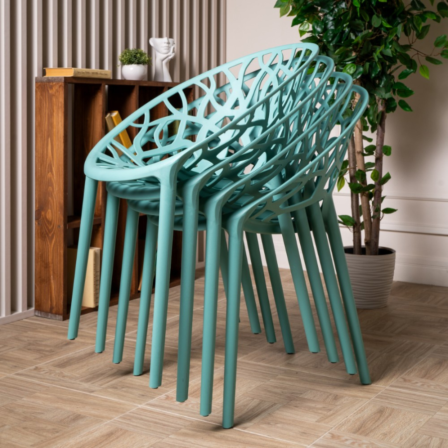 Комплект стол TOM (черно/белый) + 4 стула ARIA (нефрит)